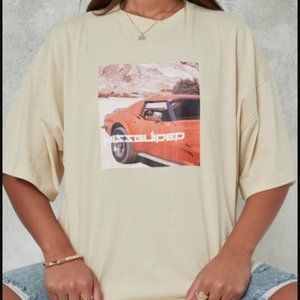 Missguided Car Graphic Oversized Tshirt